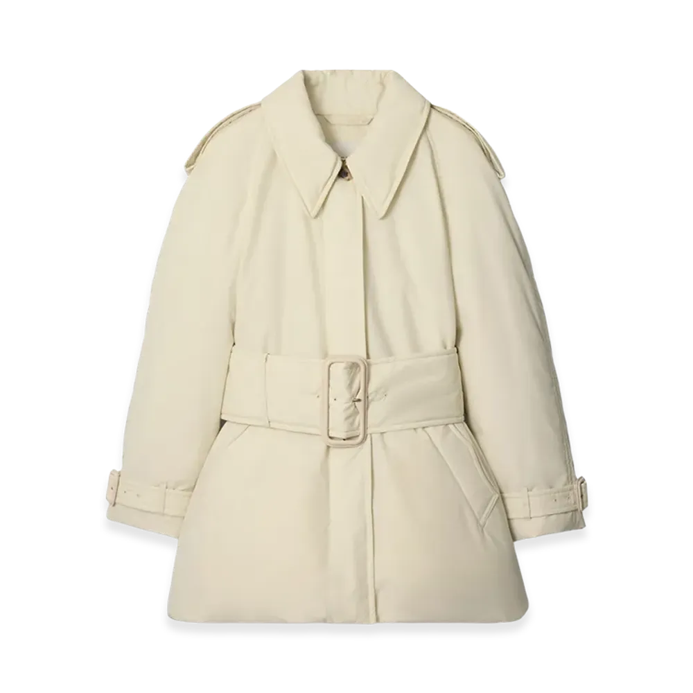 Burberry Women's Belted Berryhill Padded Car Coat "Ice Beige"