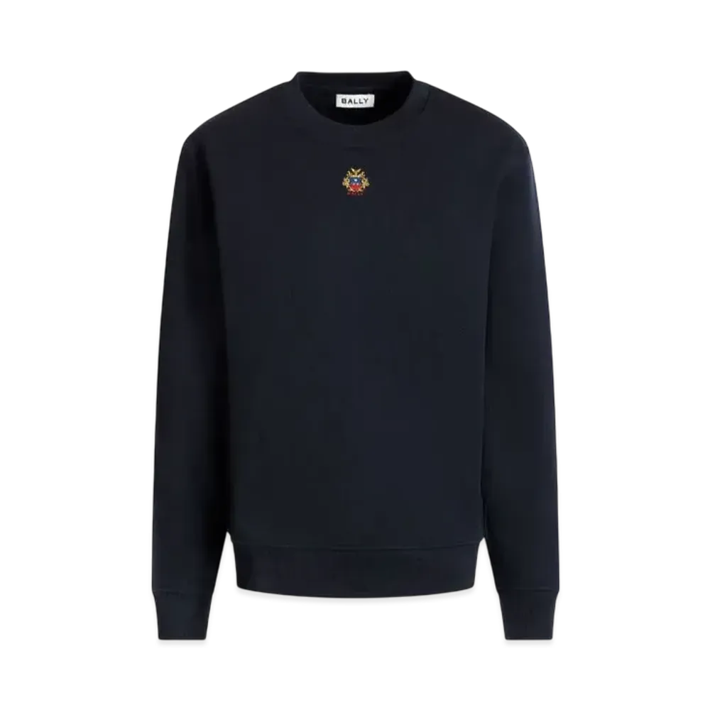 Bally Crewneck With Bally Crest Logo In Navy Blue Cotton "Blue"