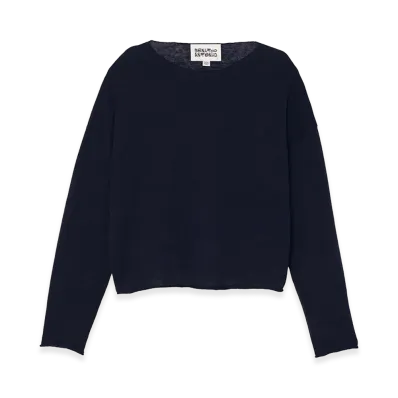 ZARA x Bad Bunny Benito Antonio Linen Wool Blend Cropped Sweater "Navy Blue"