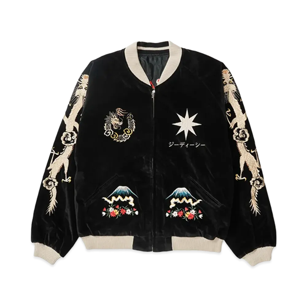 GDC x TAILOR TOYO Velveteen x Acetate Souvenir Jacket PHOENIX x ALASKAN EAGLE "Black"