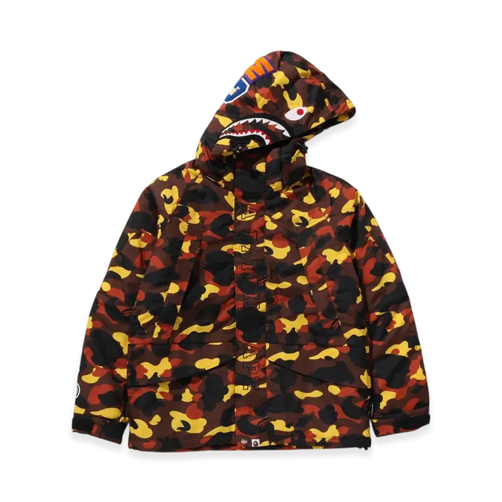 A BATHING APE 1St Camo Shark Snowboard Jacket "Orange"