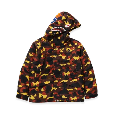 A BATHING APE 1St Camo Shark Snowboard Jacket "Orange"