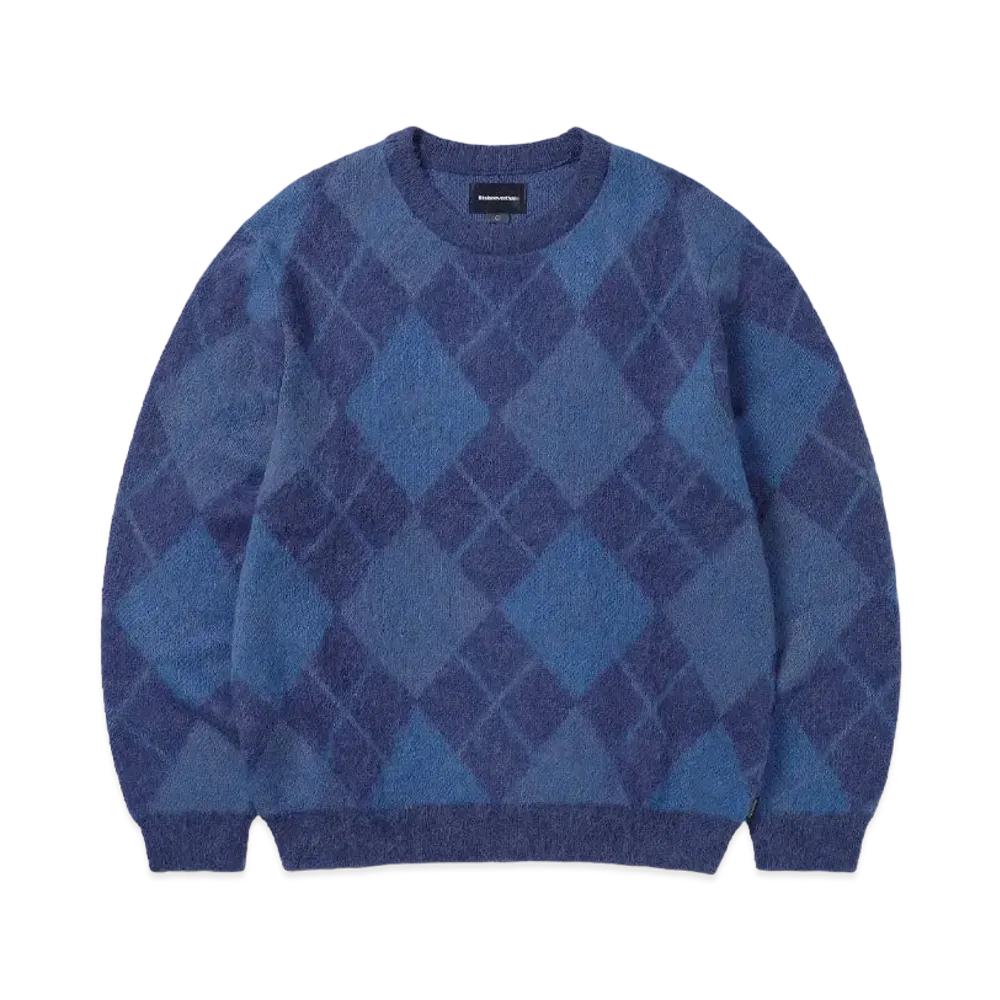 thisisneverthat Mohair Argyle Knit Sweater "Blue"