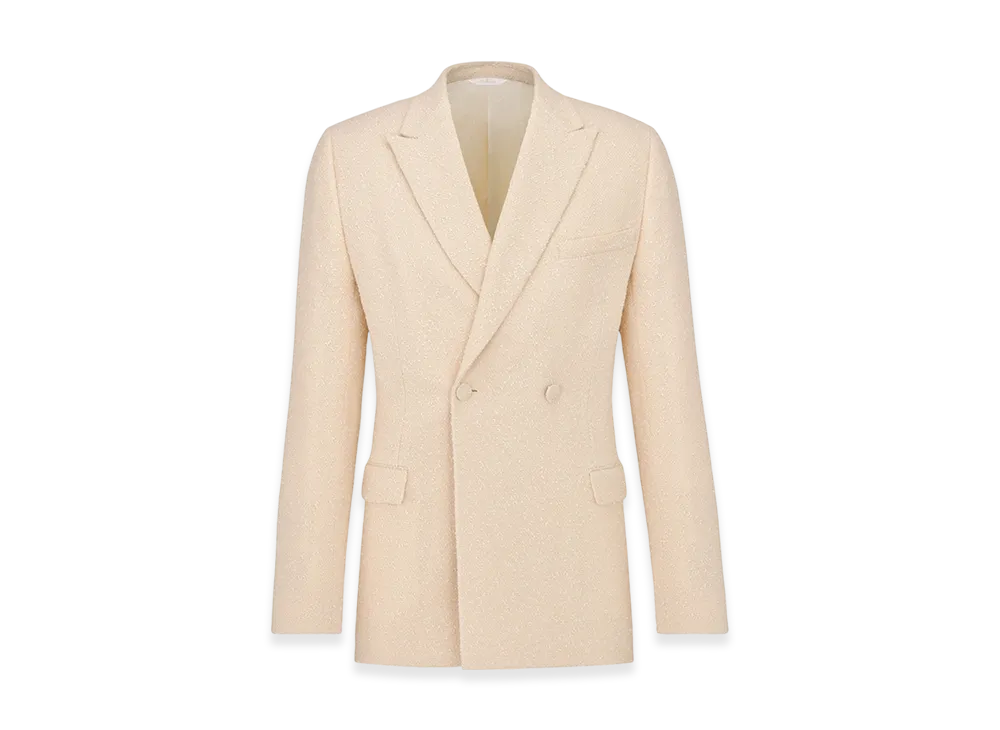 Dior Wool Cotton Blend Tweed Jacket "Beige"