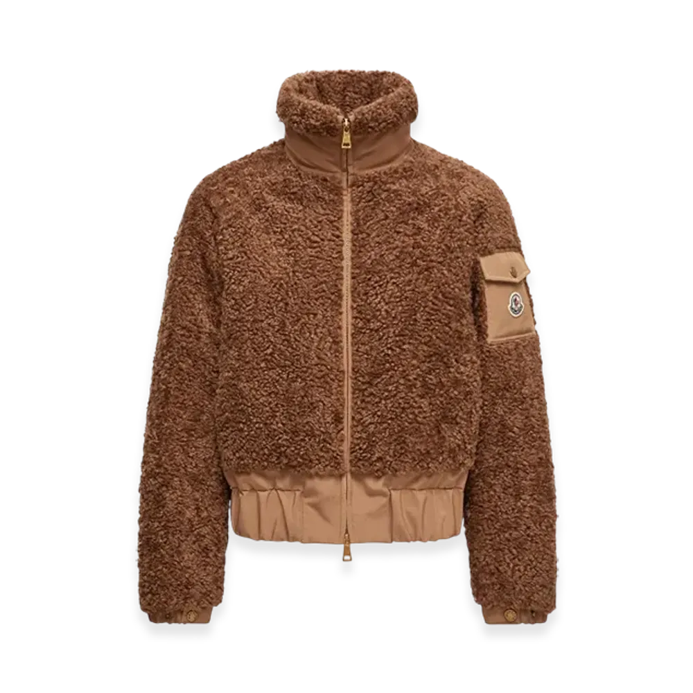 MONCLER Coligny Teddy Short Down Jacket "Brown"