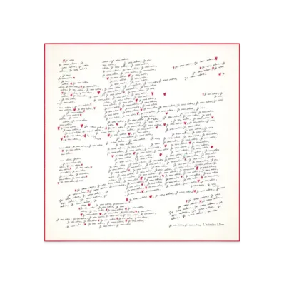 Dior Dioramour 70 Square Scarf Silk Twill "White/Black/Red"