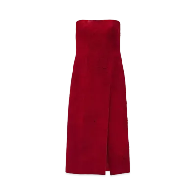 Alexander McQUEEN Suede Midi Dress "Red"