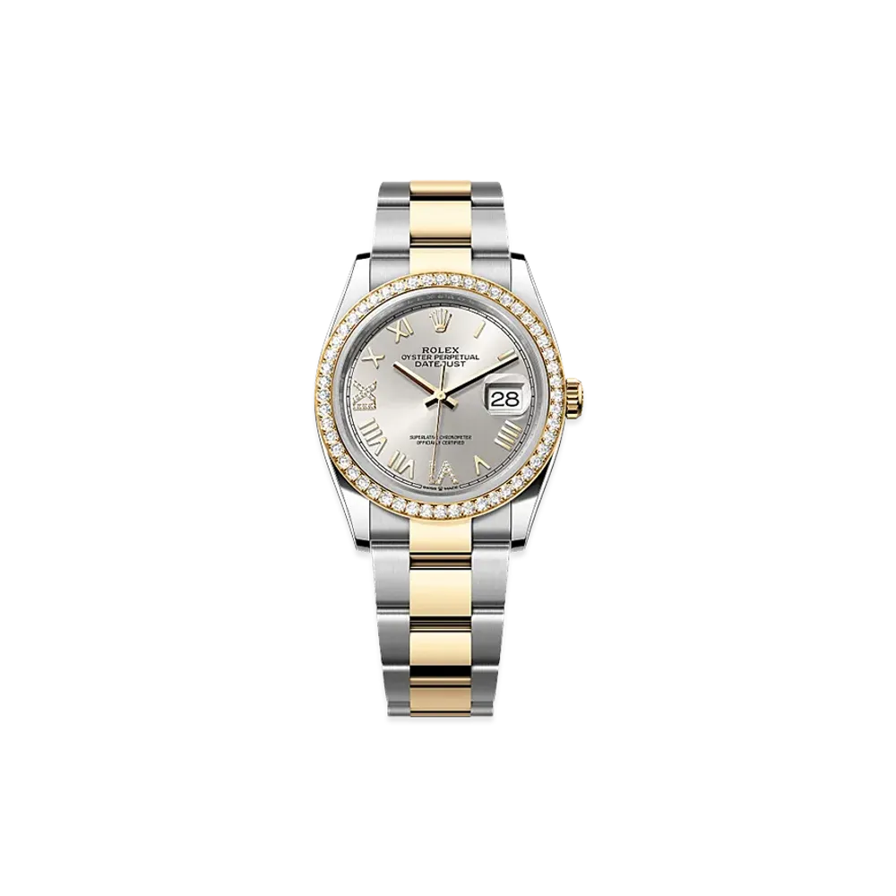 ROLEX Datejust 36 Oystersteel & Yellow Gold Diamond "Silver"
