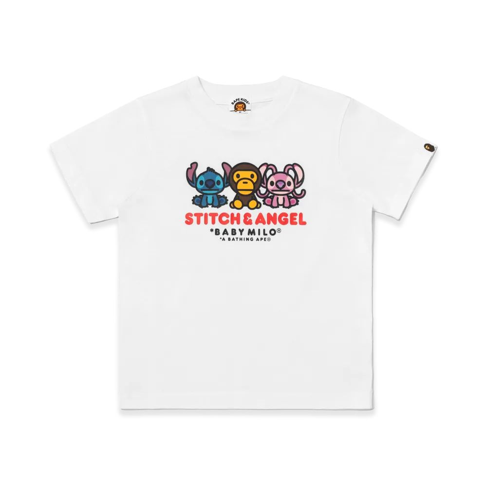 A BATHING APE x Disney Stitch Kids Stitch And Angel Baby Milo Tee "White"