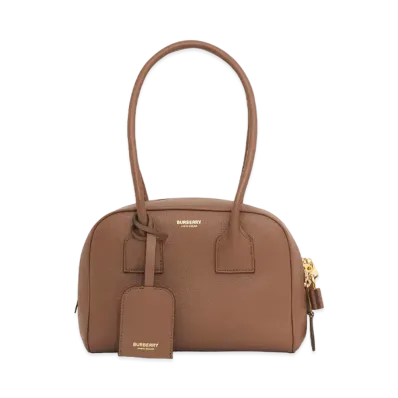 BURBERRY Mini Leather Half Cube Bag "Dark Birch Brown"