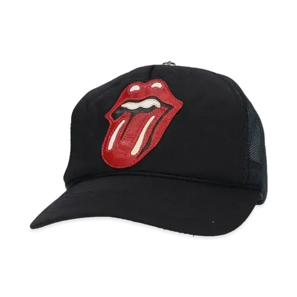 Chrome Hearts Trucker Cap Lip & Tongue Leather Patch Cross Ball Mesh "Black/Red"