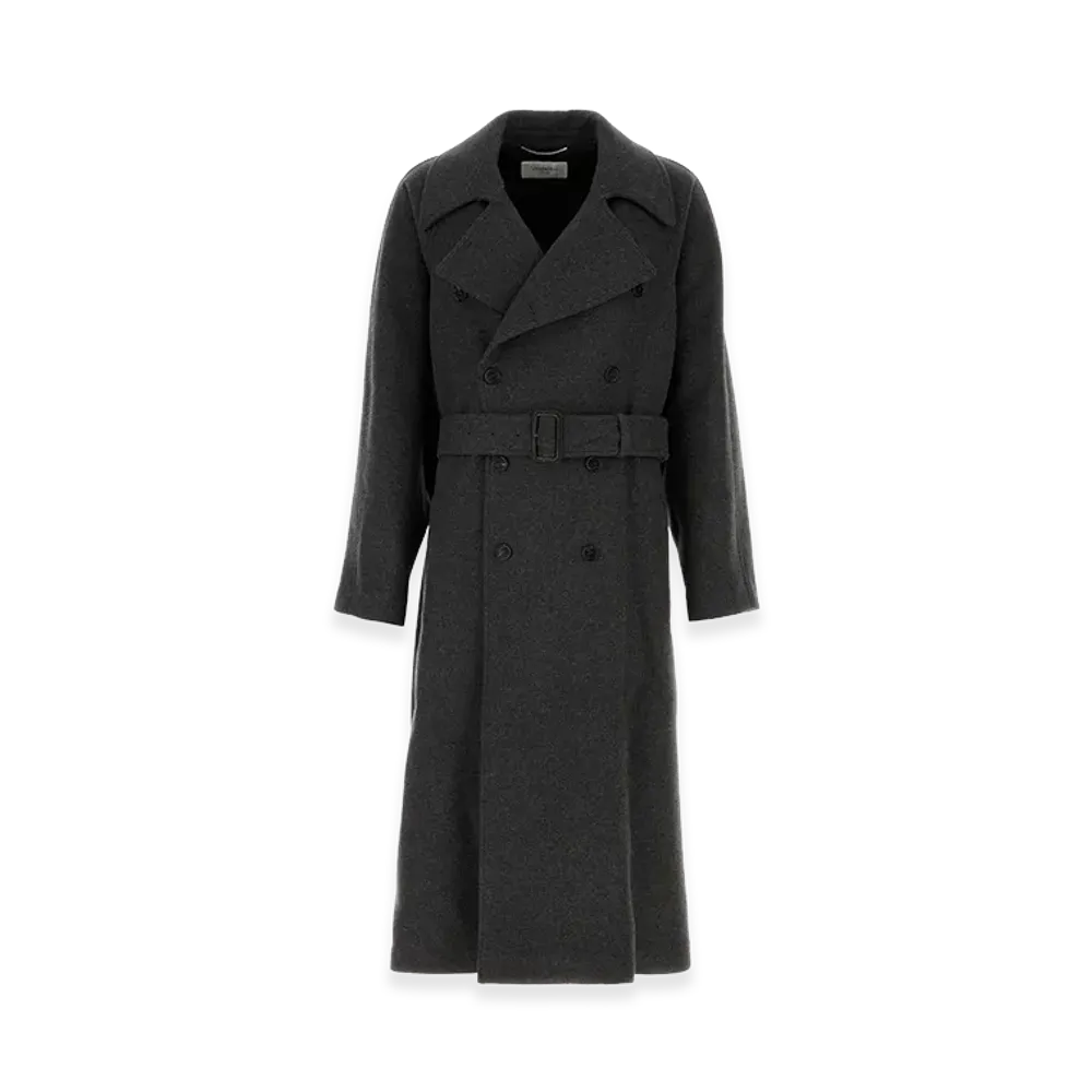 Saint Laurent Charcoal Cashmere Coat "Grey"