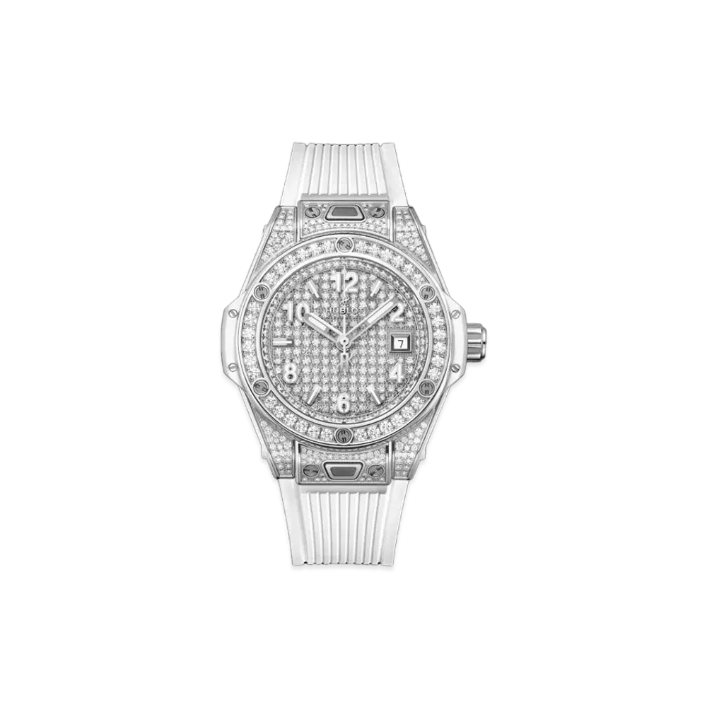 HUBLOT Big Bang One Click Steel White Full Pave 33mm