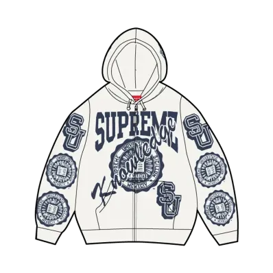 Supreme Knowledge Reigns Zip Up Hooded Sweatshirt "White"