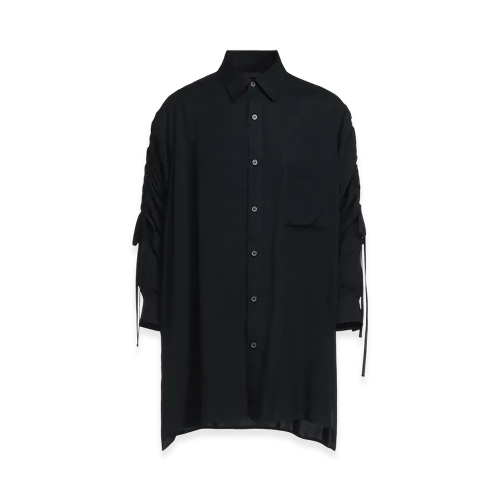 S'YTE Rayon Washer Twill Oversized Shirt With Gathered Strings "Black"