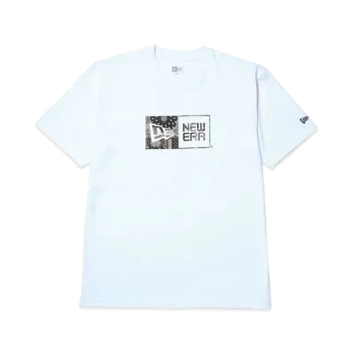 NEW ERA Short Sleeve Cotton T-Shirt Floral Paisley Box Logo Regular Fit "White"