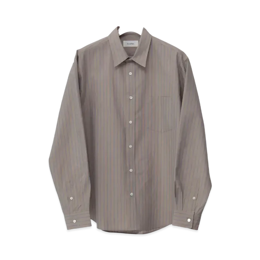 Ernie Palo Cotton Silk Stripe Shirt "Beige"