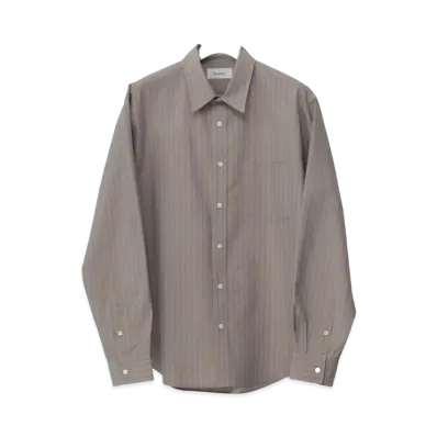 Ernie Palo Cotton Silk Stripe Shirt "Beige"