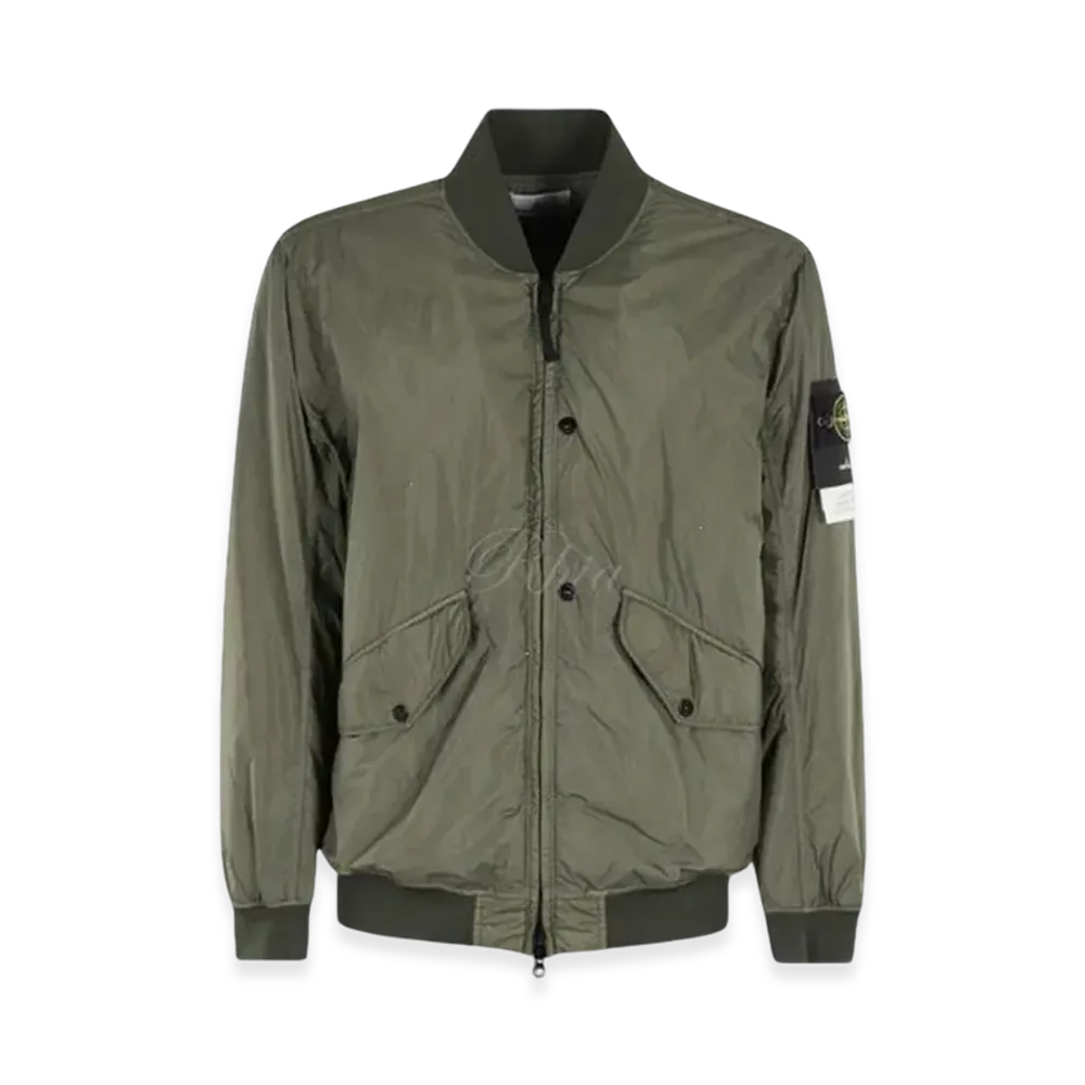 Stone Island 40923 Crinkle Reps R-NY Wind Resistant Bomber Jacket - 24FW "Musk Green"