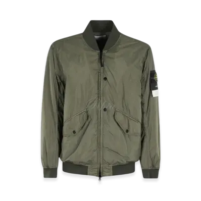 Stone Island 40923 Crinkle Reps R-NY Wind Resistant Bomber Jacket - 24FW "Musk Green"