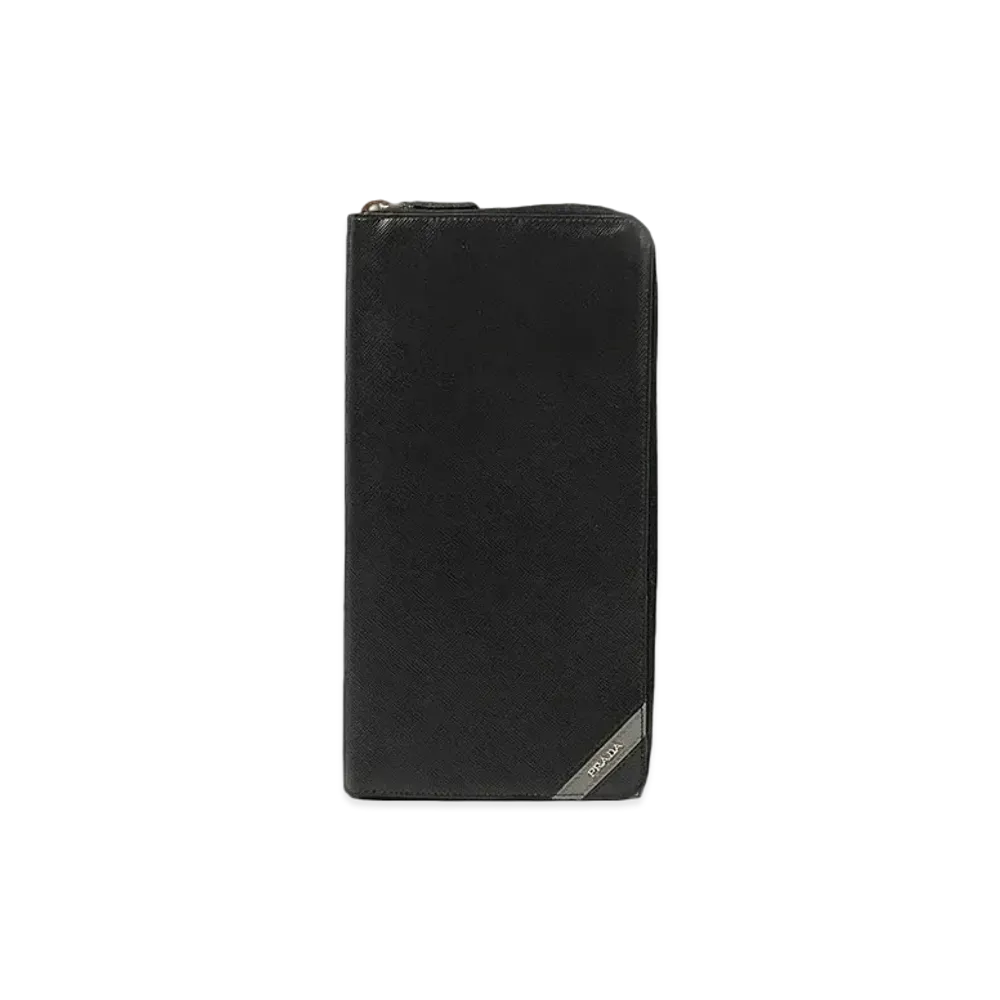 PRADA Saffiano Multic Long Wallet "Black/Beige"