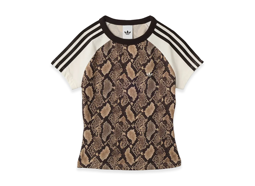 adidas Women's Snake Print Cali T-Shirt "Linen/Magic Beige"