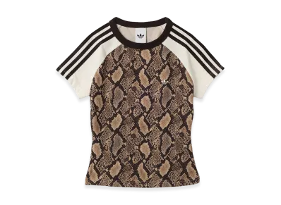 adidas Women's Snake Print Cali T-Shirt "Linen/Magic Beige"