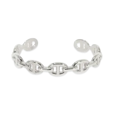 Hermes Chaine D'ancre Enchainee Bracelet Bangle "Silver"