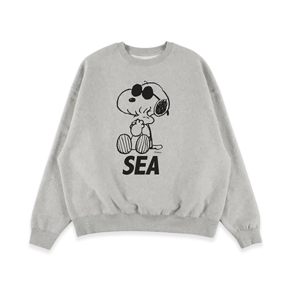 WIND AND SEA x SMOOTHY Snoopy Pigment Crewneck Sweatshirt "Gray"