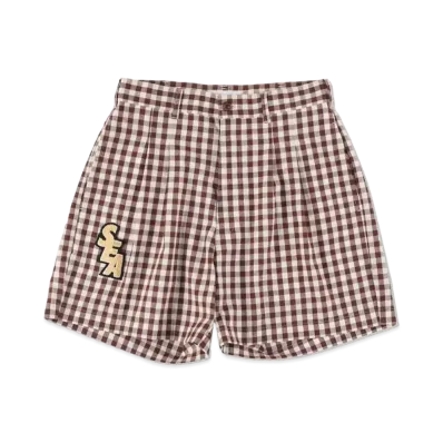 WIND AND SEA S_E_A GINGHAM PLAID SHORTS "Brown"