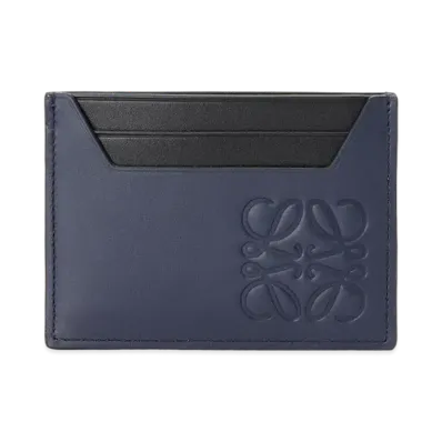 LOEWE Brand Plain Cardholder In Classic Calfskin "Midnight Blue"