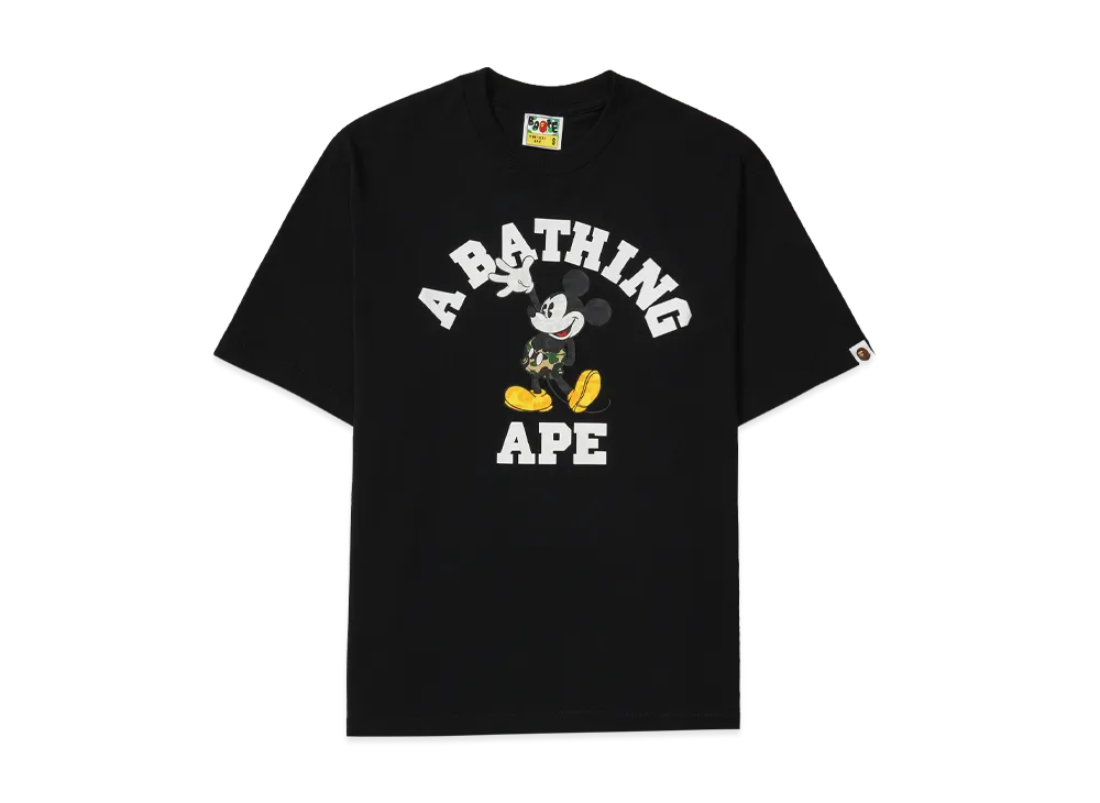 A BATHING APE x Disney Mickey Mouse College Relaxed Fit Tee "Black"
