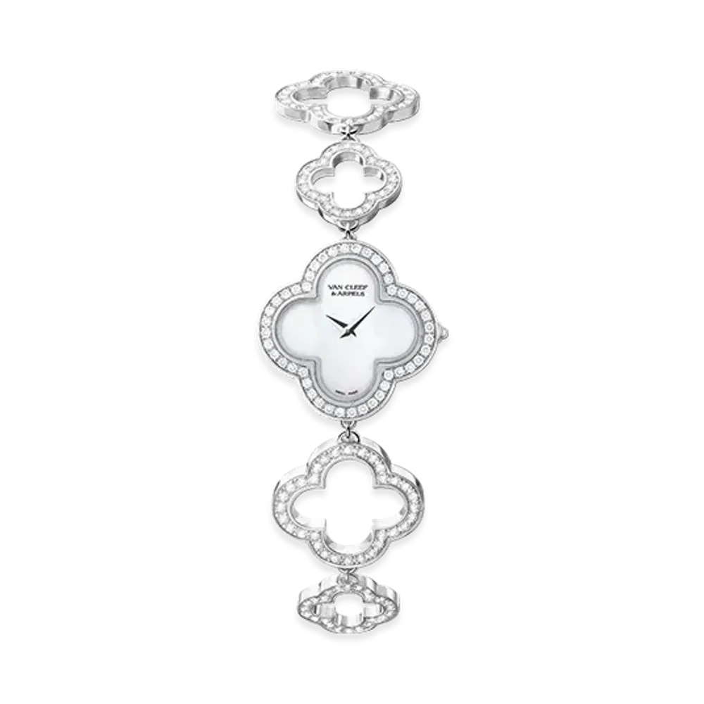 Van Cleef & Arpels Alhambra small model watch "18K White gold/Diamond/Mother-of-pearl"