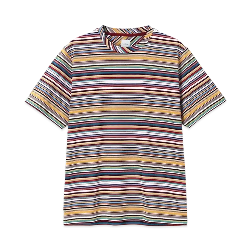 Paul Smith Signature Stripe Short Sleeve Cut And Sew "Multi"