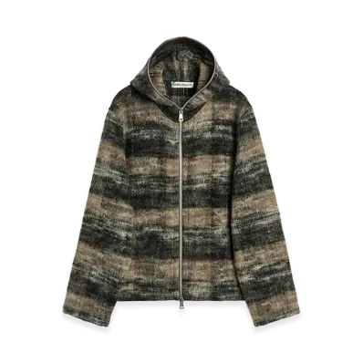 OUR LEGACY Full Zip Hood "Night Woods Check Lofty Wool"