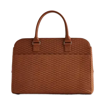 Kith Document Bag in Kith Monogram Deboss Leather "Parchment"