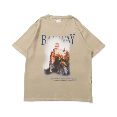BADWAY Castle Damage pigment TEE "Beige"
