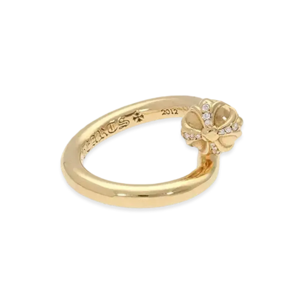 Chrome Hearts 22K Nail Cross Ball Pave Diamond Ring "Yellow Gold"