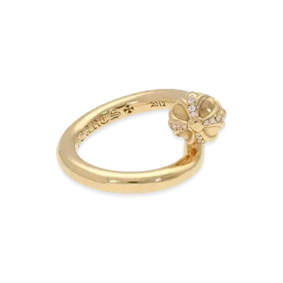 Chrome Hearts 22K Nail Cross Ball Pave Diamond Ring "Yellow Gold"