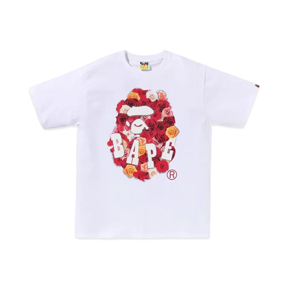 A BATHING APE Rose Ape Head Tee "White"