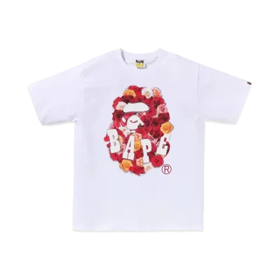 A BATHING APE Rose Ape Head Tee "White"