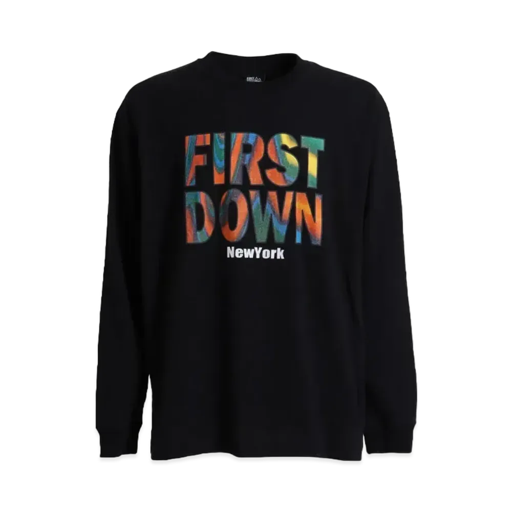 FIRST DOWN MARBLE L/S T "Black"