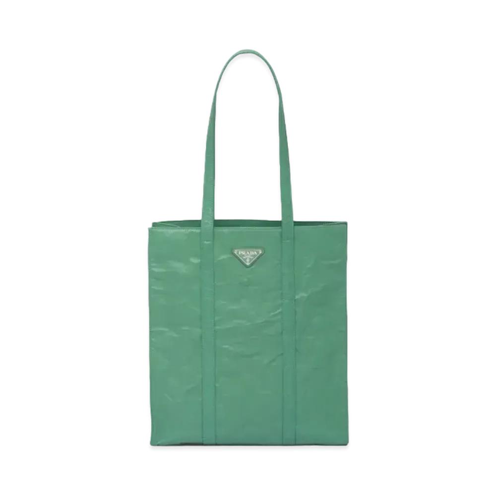 PRADA Nappa Antique Small Tote Bag "Sage Green"