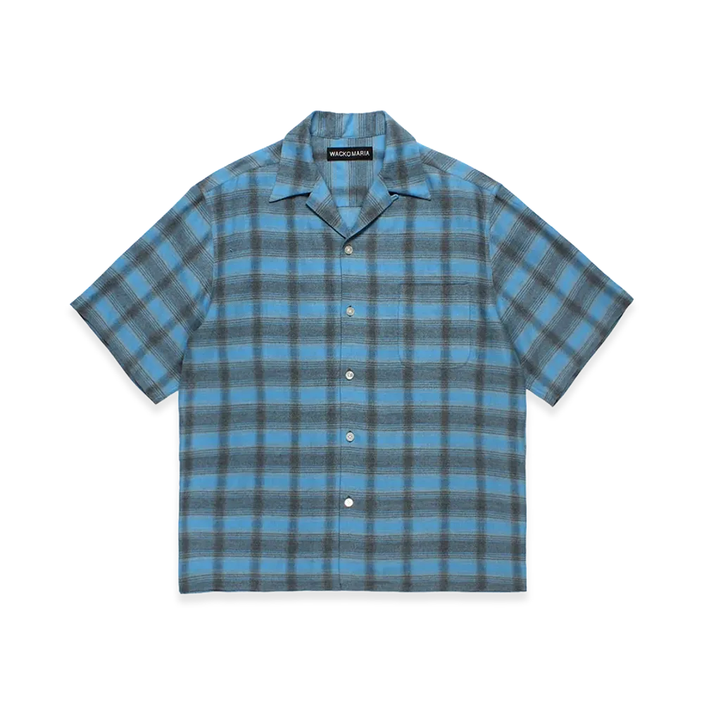 WACKO MARIA Ombre Check Open Collar Shirt "Blue"