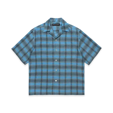 WACKO MARIA Ombre Check Open Collar Shirt "Blue"