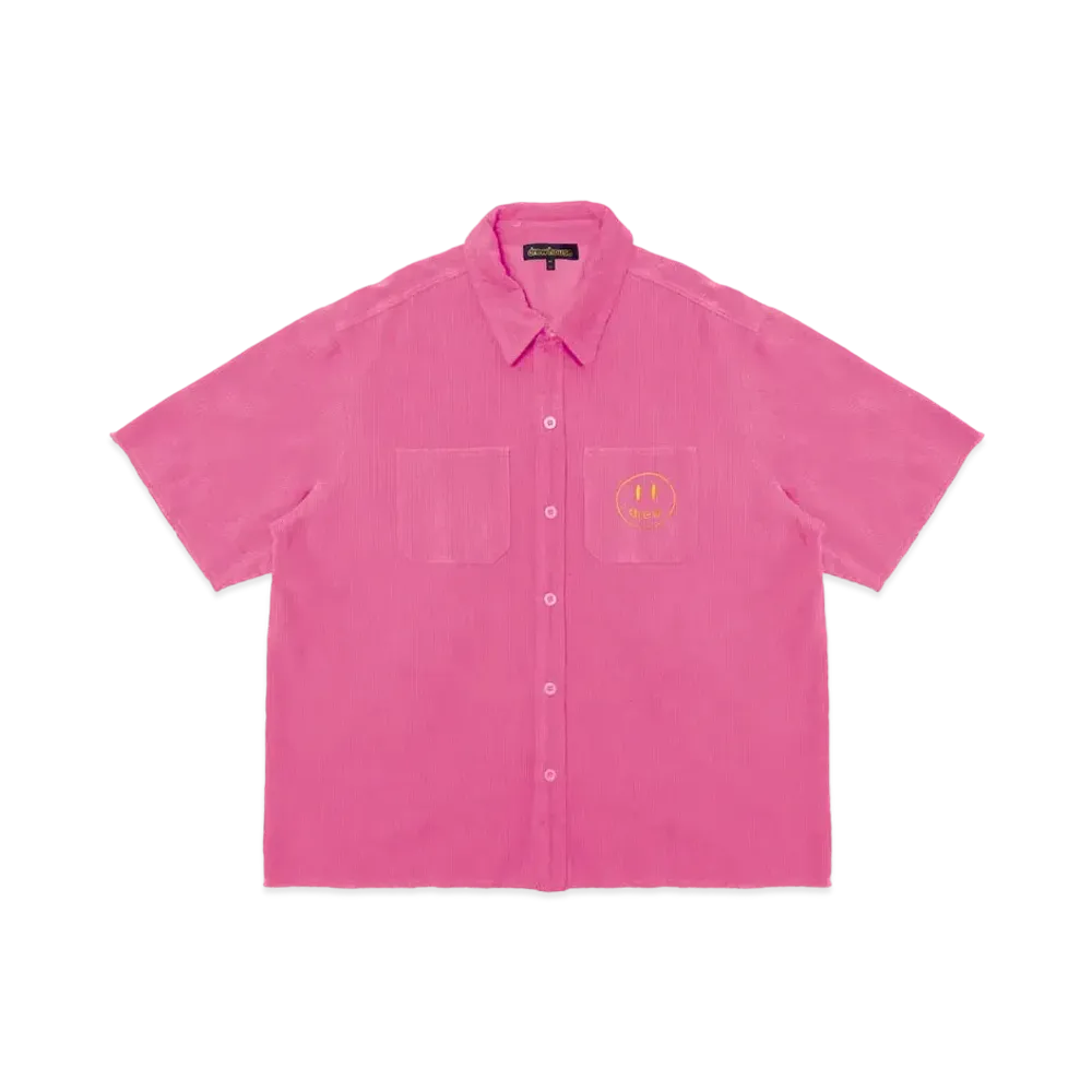 drew house corduroy ss shirt "Hot Pink"