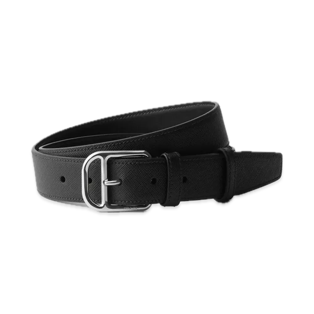 PRADA Saffiano Leather Belt "Black"