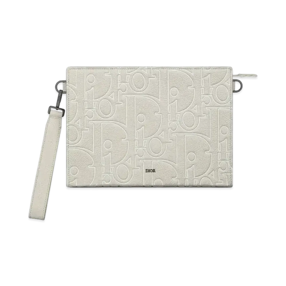 Dior A5 Triangle Pouch Dior Gravity Outline Leather "Beige"