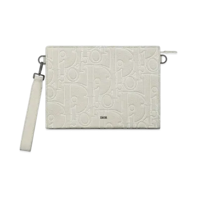 Dior A5 Triangle Pouch Dior Gravity Outline Leather "Beige"
