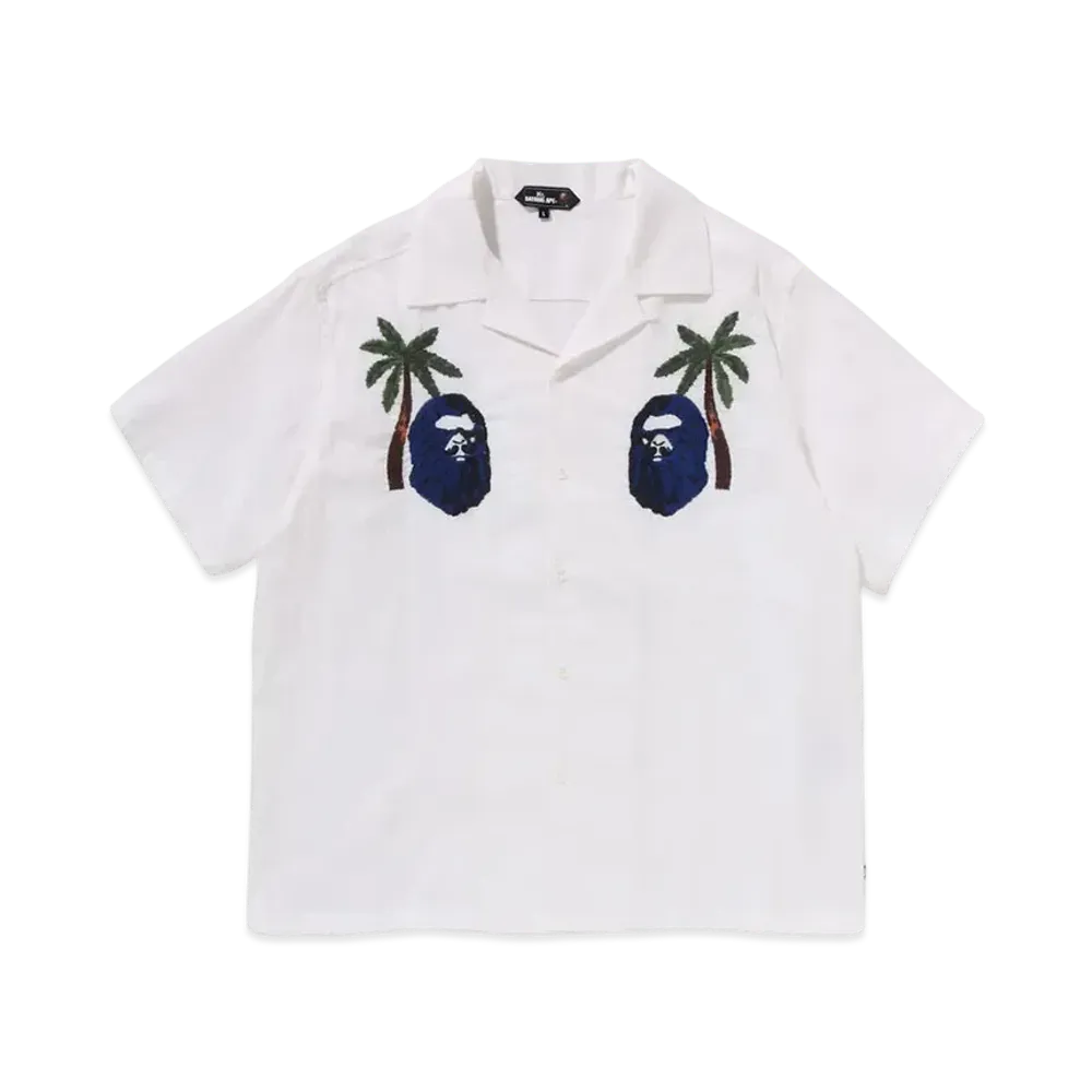A BATHING APE Embroded Casual Ss Shirt "White"